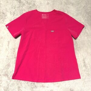 FIGS Catarina Scrub Top Womens Large Pink V-Neck Technical Collection FW1000